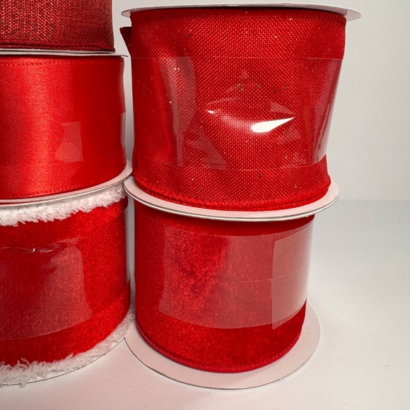 Bundle of Red Wired Holiday Ribbon - Picture 3 of 4